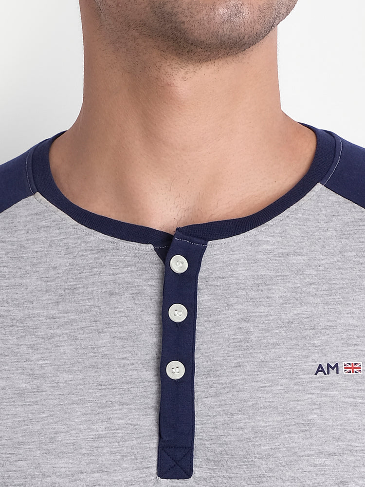 MENS PREMIUM COTTON PRINTED FULL SLEEVE HENLEY T-SHIRTS