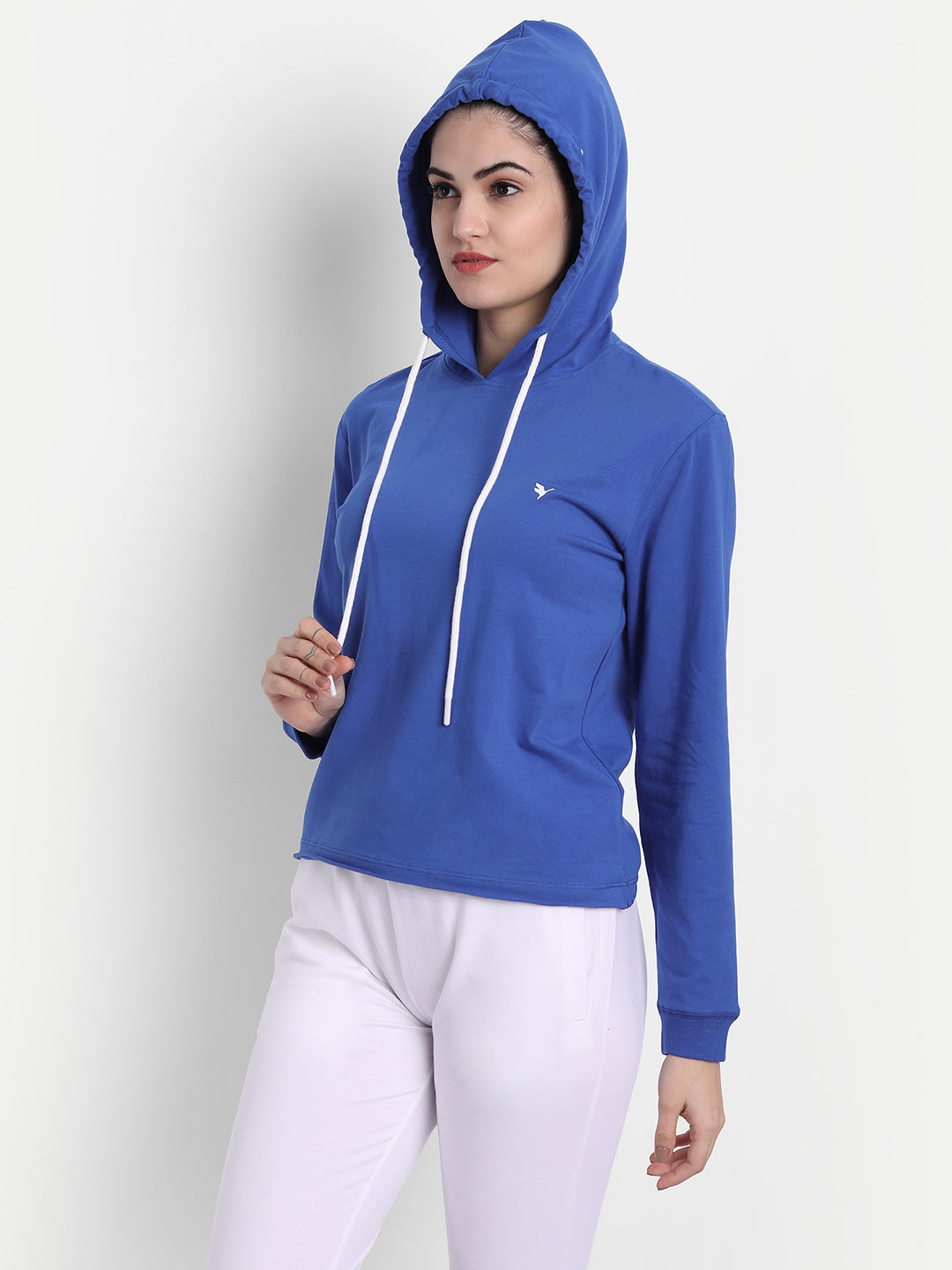 Womens Premium Cotton Solid Hooded Sweat-Shirts