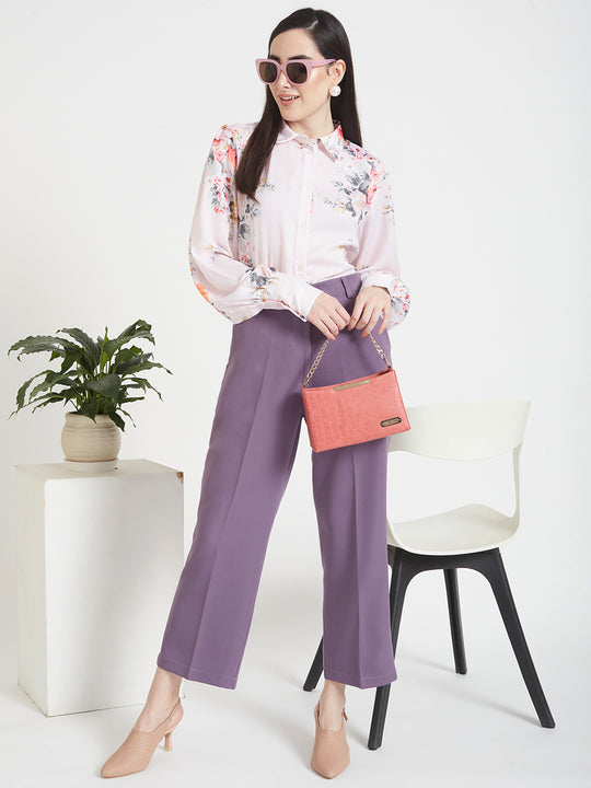 Women'S Luxury Banana Crepe Burlwood Straight Fit Flap Pocket Trouser