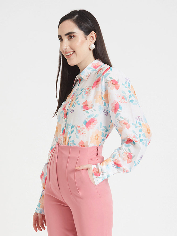 Premium Muslin Digital Print Puff Sleeve Shirt