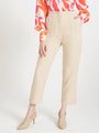 Women'S Luxury Banana Crepe Fawn Skin Fit Multi Pleated Trouser