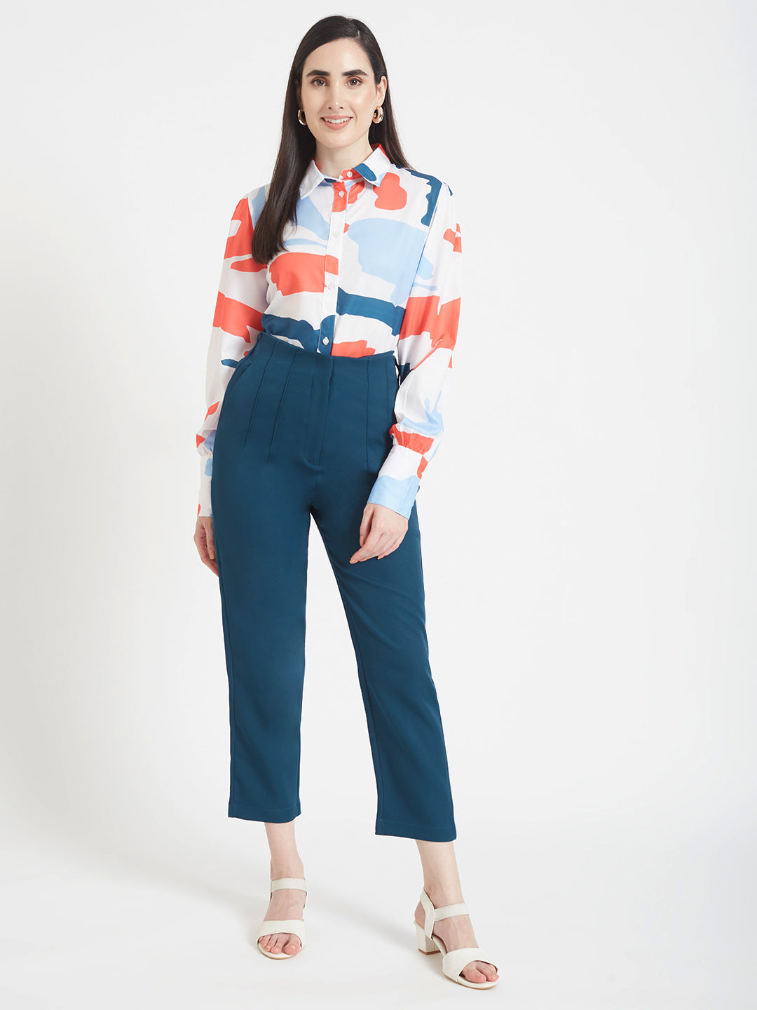Premium American Crepe Digital Print Puff Sleeve Shirt