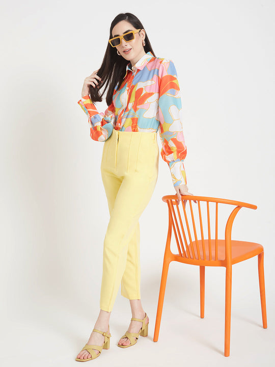 Premium Muslin Digital Print Puff Sleeve Shirt