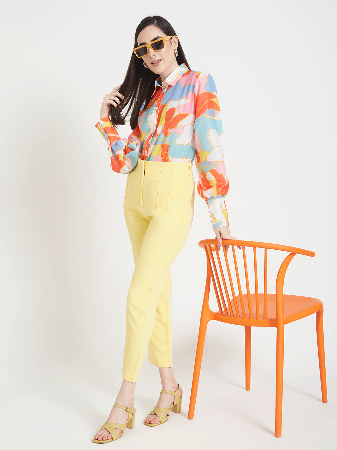 Premium Muslin Digital Print Puff Sleeve Shirt