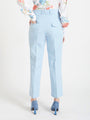 Women'S Luxury Banana Crepe Ice Blue Straight Fit Flap Pocket Trouser