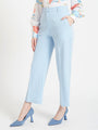 Women'S Luxury Banana Crepe Ice Blue Straight Fit Flap Pocket Trouser