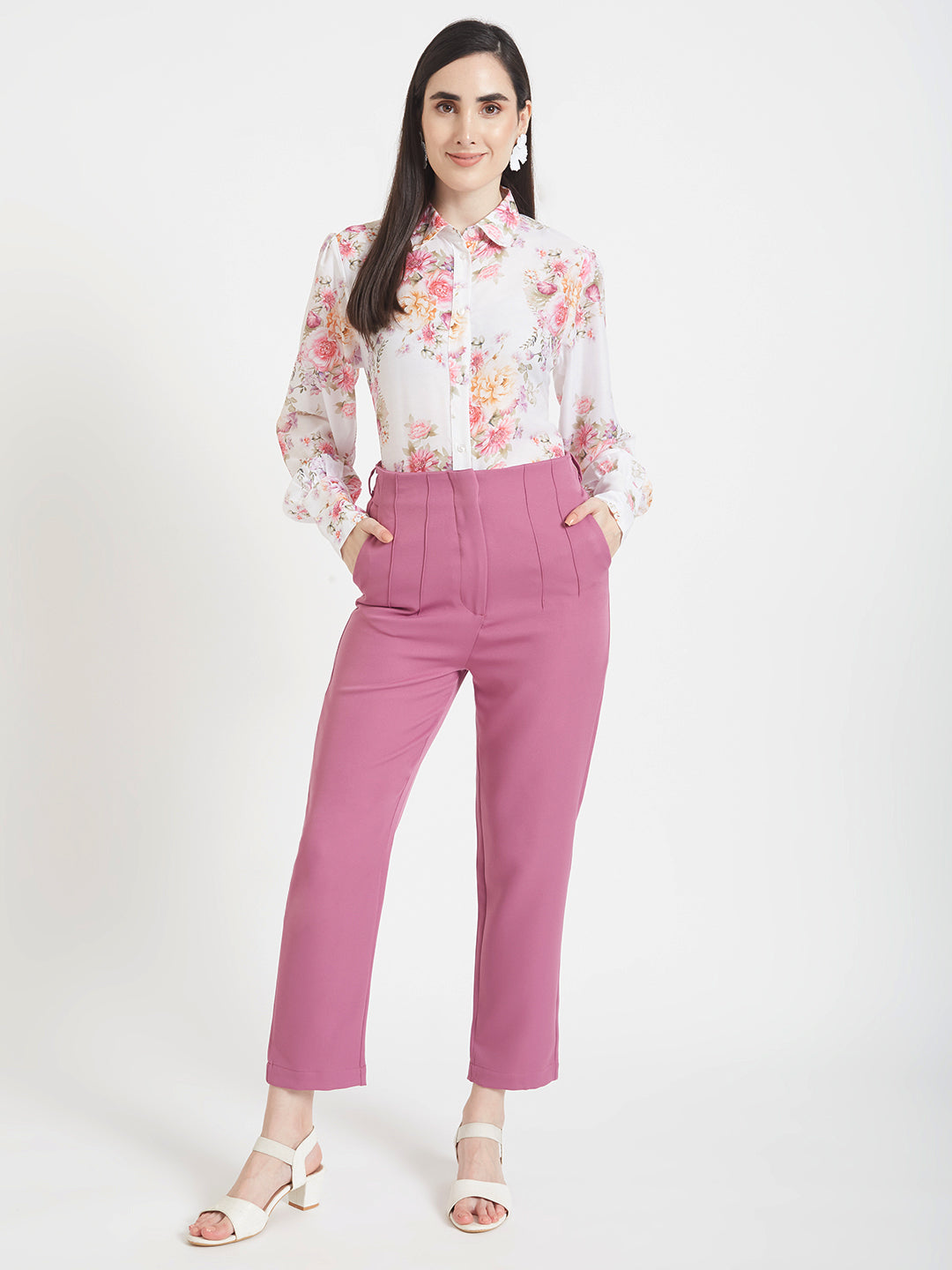 Women'S Luxury Banana Canyon Rose Skin Fit Multi Pleated Trouser