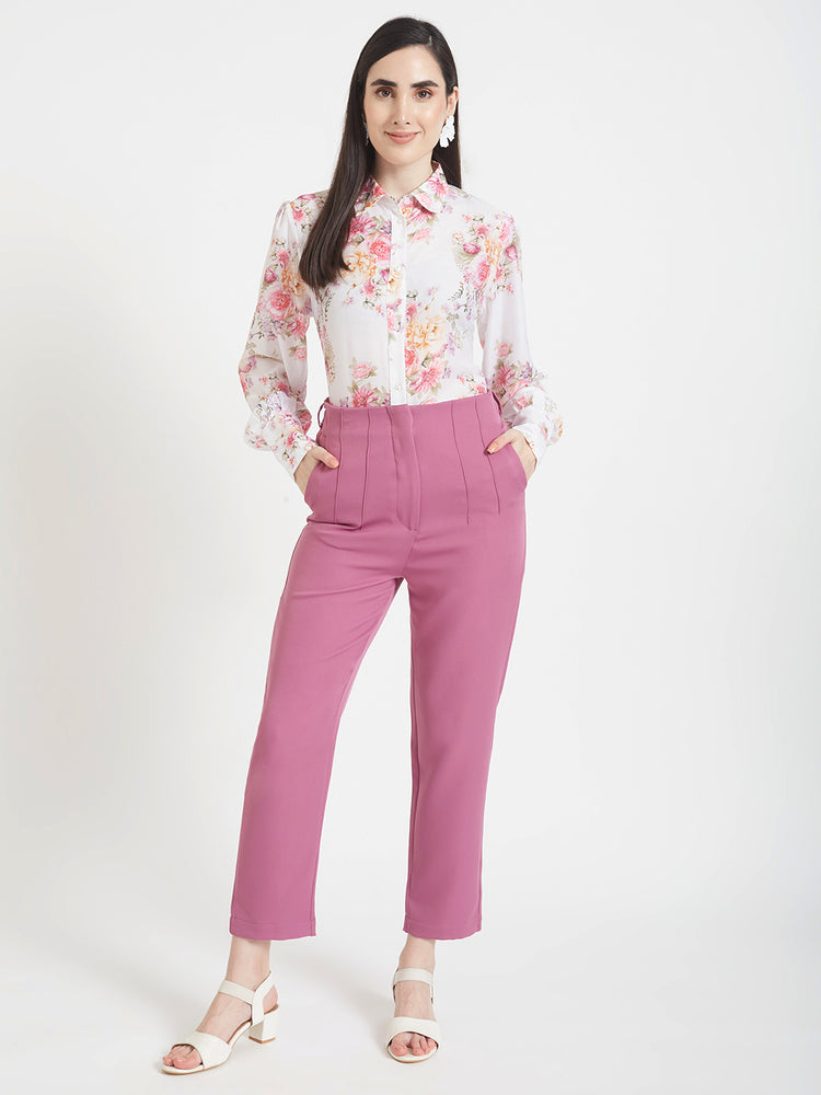 Women'S Luxury Banana Canyon Rose Skin Fit Multi Pleated Trouser