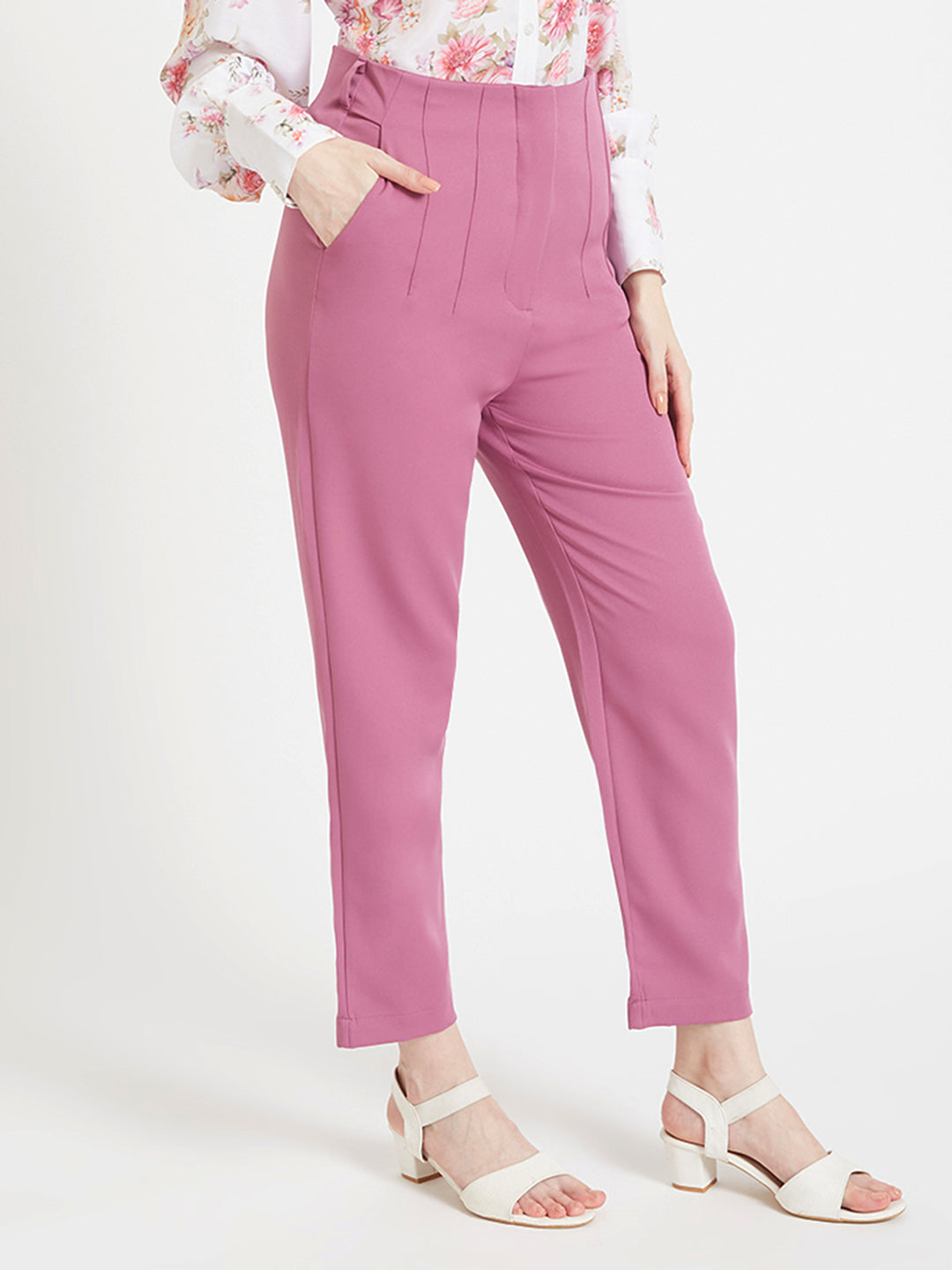 Women'S Luxury Banana Canyon Rose Skin Fit Multi Pleated Trouser