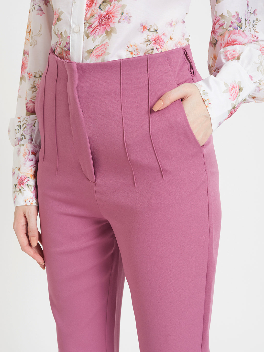 Women'S Luxury Banana Canyon Rose Skin Fit Multi Pleated Trouser