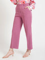 Women'S Luxury Banana Crepe Canyon Rose Straight Fit Flap Pocket Trouser