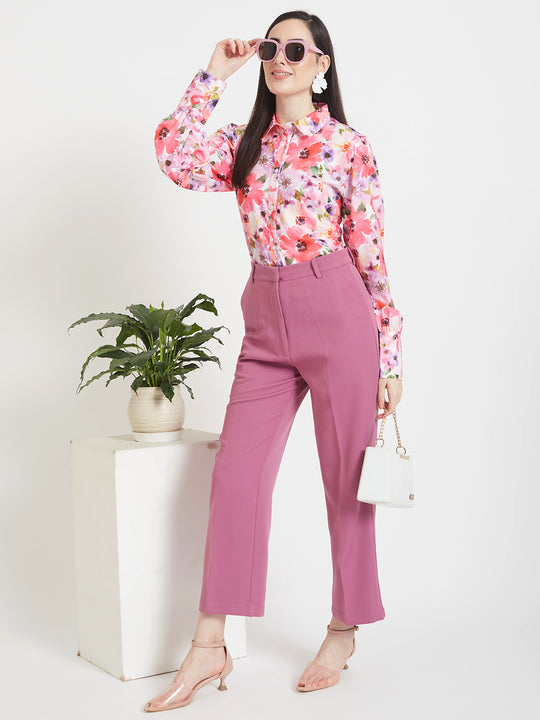 Women'S Luxury Banana Crepe Canyon Rose Straight Fit Flap Pocket Trouser