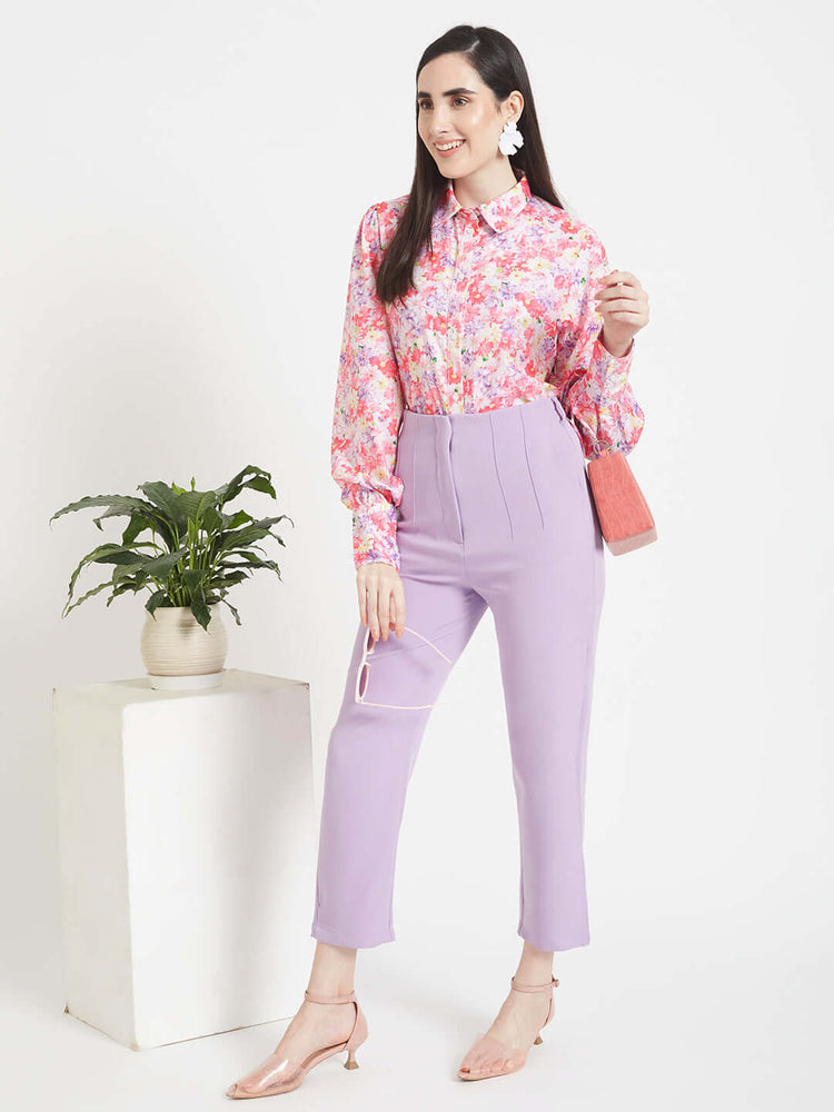 Premium Micro Digital Print Puff Sleeve Shirt