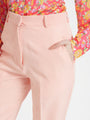 Women'S Luxury Banana Crepe Peach Straight Fit Flap Pocket Trouser