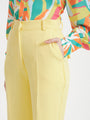 Women'S Luxury Banana Crepe Iris Yellow Straight Fit Flap Pocket Trouser