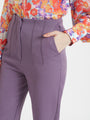 Women'S Luxury Banana Crepe Burlwood Skin Fit Multi Pleated Trouser