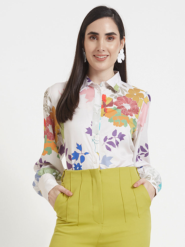Premium Micro Digital Print Puff Sleeve Shirt