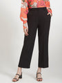 Women'S Luxury Banana Crepe Black Straight Fit Flap Pocket Trouser