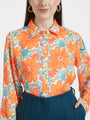 Luxury Satin Digital Print Puff Sleeve Shirt