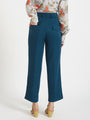 Women'S Luxury Banana Crepe Deep Teal Straight Fit Flap Pocket Trouser