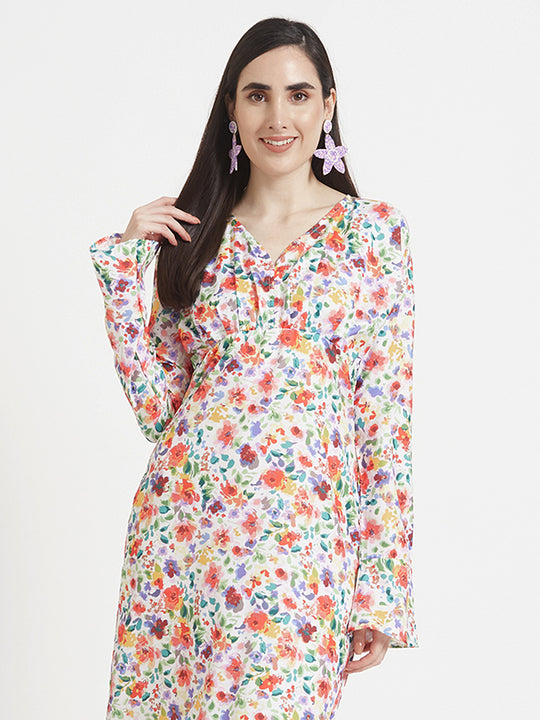 Premium Micro Digital Print Maxi Dress With Slash Pocket