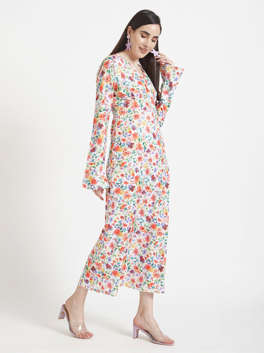 Premium Micro Digital Print Maxi Dress With Slash Pocket