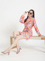 Luxury Muslin Digital Print Midi Dress With Slash Pocket