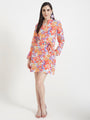 Luxury Muslin Digital Print Midi Dress With Slash Pocket