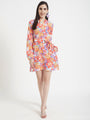 Luxury Muslin Digital Print Midi Dress With Slash Pocket