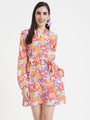 Luxury Muslin Digital Print Midi Dress With Slash Pocket