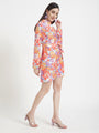 Luxury Muslin Digital Print Midi Dress With Slash Pocket