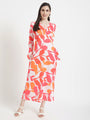 Luxury Satin Digital Print Maxi Dress With Slash Pocket
