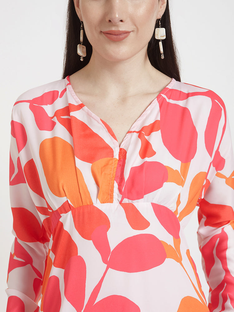 Luxury Satin Digital Print Maxi Dress With Slash Pocket