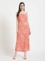 Luxury Satin Digital Print Shoulder Strap Bodycon Maxi Dress With Slash Pocket