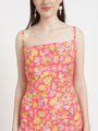 Luxury Satin Digital Print Shoulder Strap Bodycon Maxi Dress With Slash Pocket