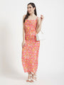 Luxury Satin Digital Print Shoulder Strap Bodycon Maxi Dress With Slash Pocket