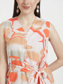 Luxury Cambric Digital Print V Neck Flare Dress With Slash Pocket