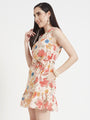 Luxury Cambric Digital Print V Neck Flare Dress With Slash Pocket