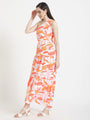 Premium Micro Digital Print Flare Maxi Dress With Slash Pocket
