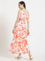 Premium Micro Digital Print Flare Maxi Dress With Slash Pocket