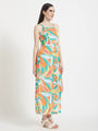 Luxury Satin Digital Print Maxi Dress With Slash Pocket