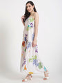 Premium Micro Digital Print Shoulder Strap Maxi Dress With Slash Pocket