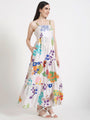 Premium Micro Digital Print Shoulder Strap Maxi Dress With Slash Pocket