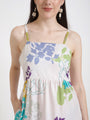 Premium Micro Digital Print Shoulder Strap Maxi Dress With Slash Pocket