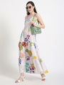 Premium Micro Digital Print Shoulder Strap Maxi Dress With Slash Pocket
