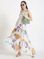 Premium Micro Digital Print Shoulder Strap Maxi Dress With Slash Pocket