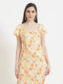 Premium American Crepe Digital Print Front Slit Body Maxi Dress With Slash Pocket
