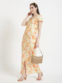 Premium American Crepe Digital Print Front Slit Body Maxi Dress With Slash Pocket