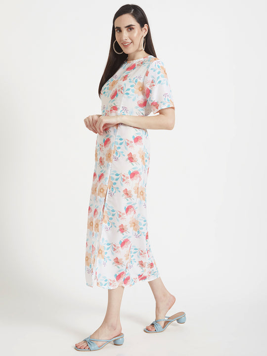 Premium Muslin Digital Print Maxi Dress With Slash Pocket