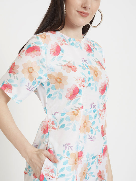 Premium Muslin Digital Print Maxi Dress With Slash Pocket